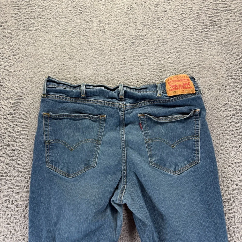 Levi's 541 Jeans Mens 38x28 Blue Cotton Denim Straight Faded Workwear Stretch